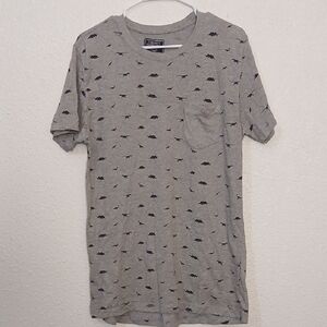 Men's Gray Dinosaur Pattern T-Shirt